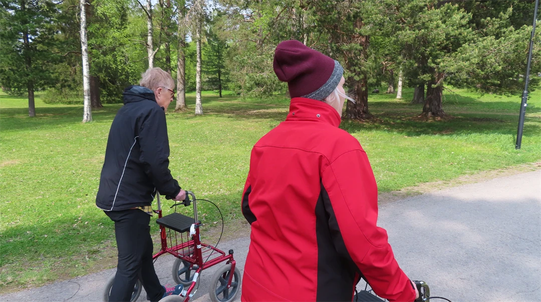 Elderly people walking