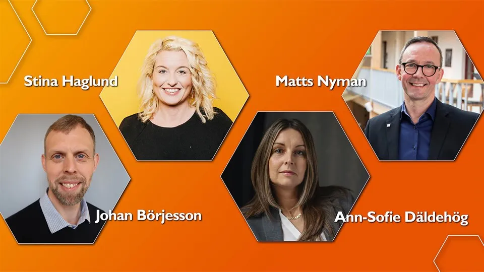 Porträtt på paneldeltagare: Johan Börjesson, Stina Haglund, Ann-Sofie Däldehög, Matts Nyman