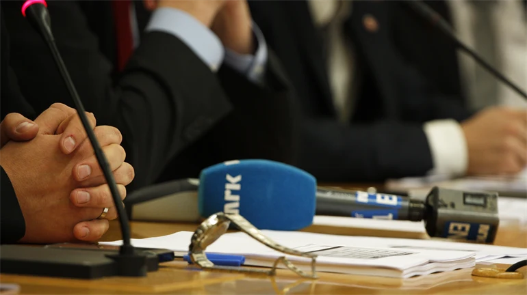 Business people in press conference