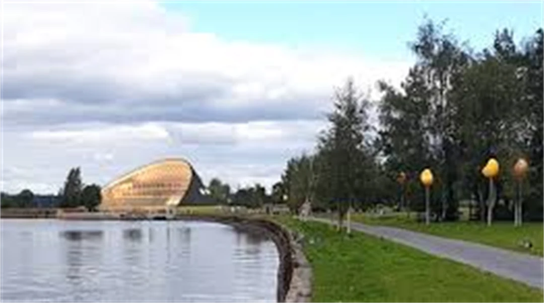 Illustration av Sametingets kommande parlamentsbyggnad på Fornön i Östersund