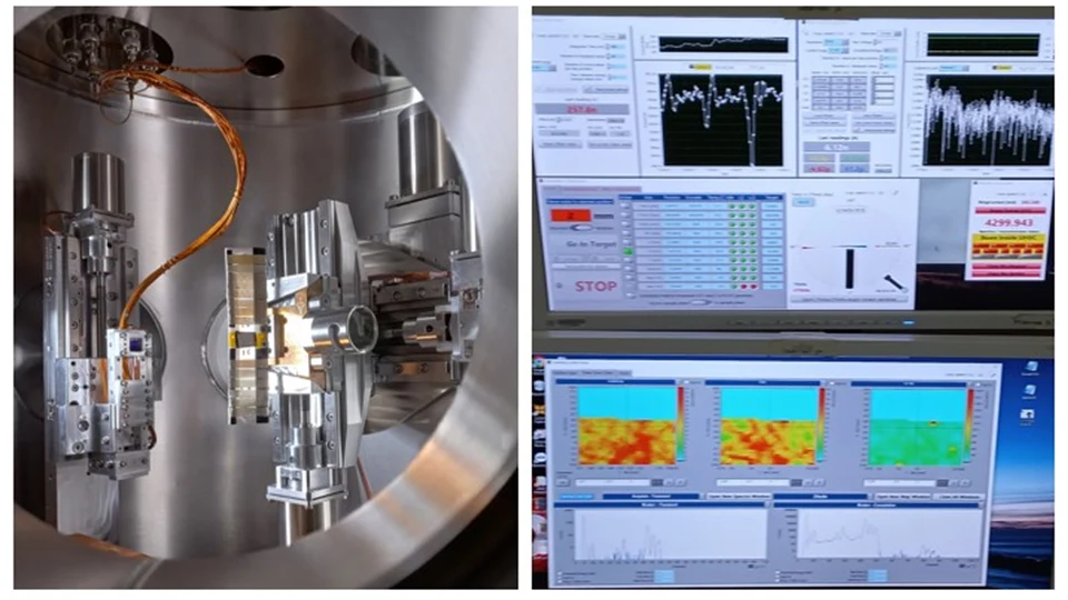  Image collage of images from a laboratory tool and computer image of test results