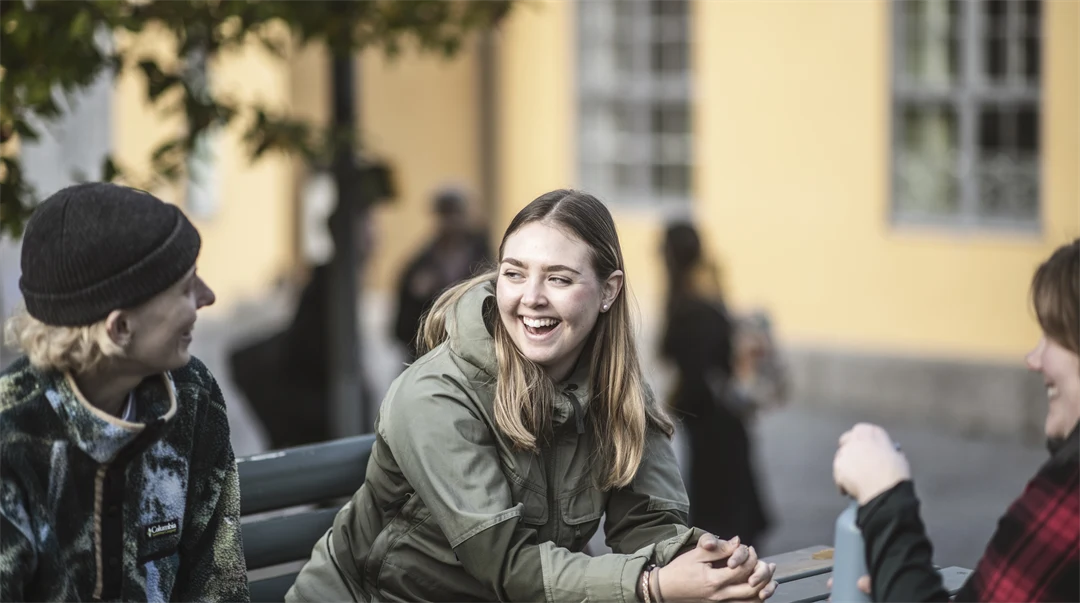 Studenter i campusmiljö.