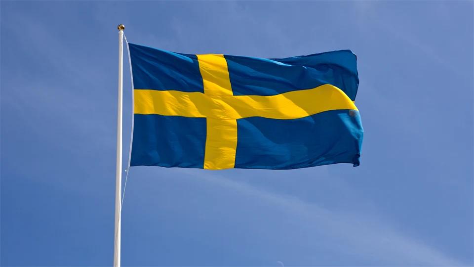 Swedish flag on flagpole