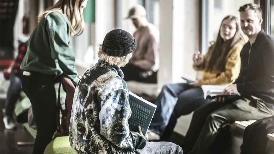 Students in a campus environment.