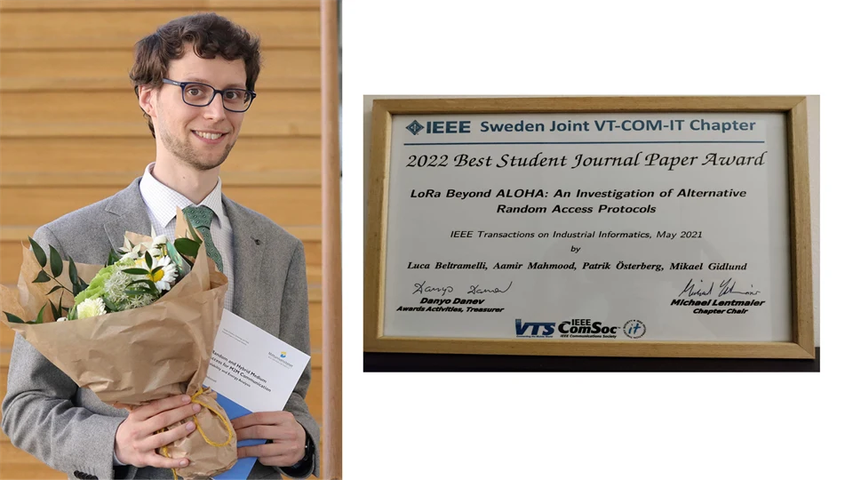 Dr. Luca Beltramelli and the best student paper award