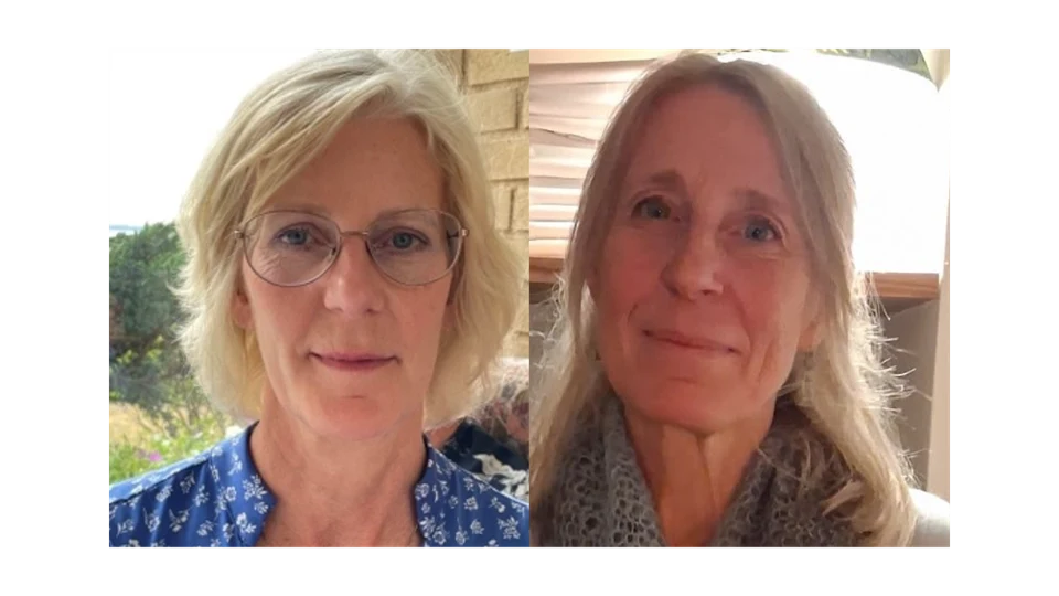 Image of two women from the Public Health Agency. The woman on the left has shoulder-length blonde hair and glasses, and the woman on the right has longer, darker hair.