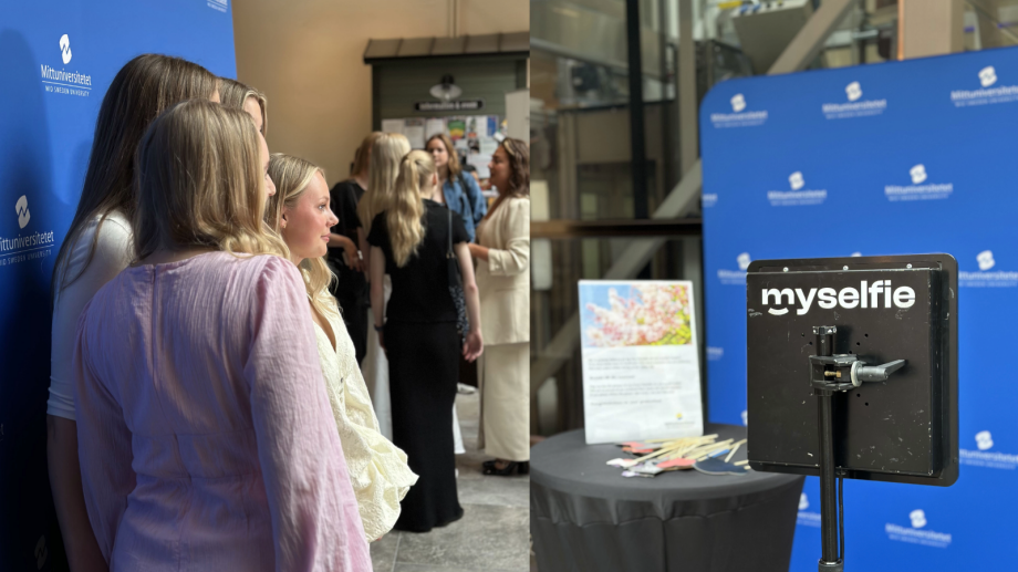 Studenterna tar bilder med Myselfie som var mycket uppskattat.